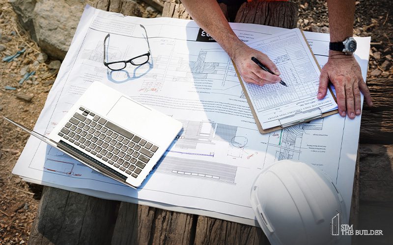 an engineer looking at a residential construction plan